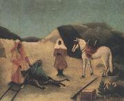 Henri Rousseau The Tiger Hunt painting